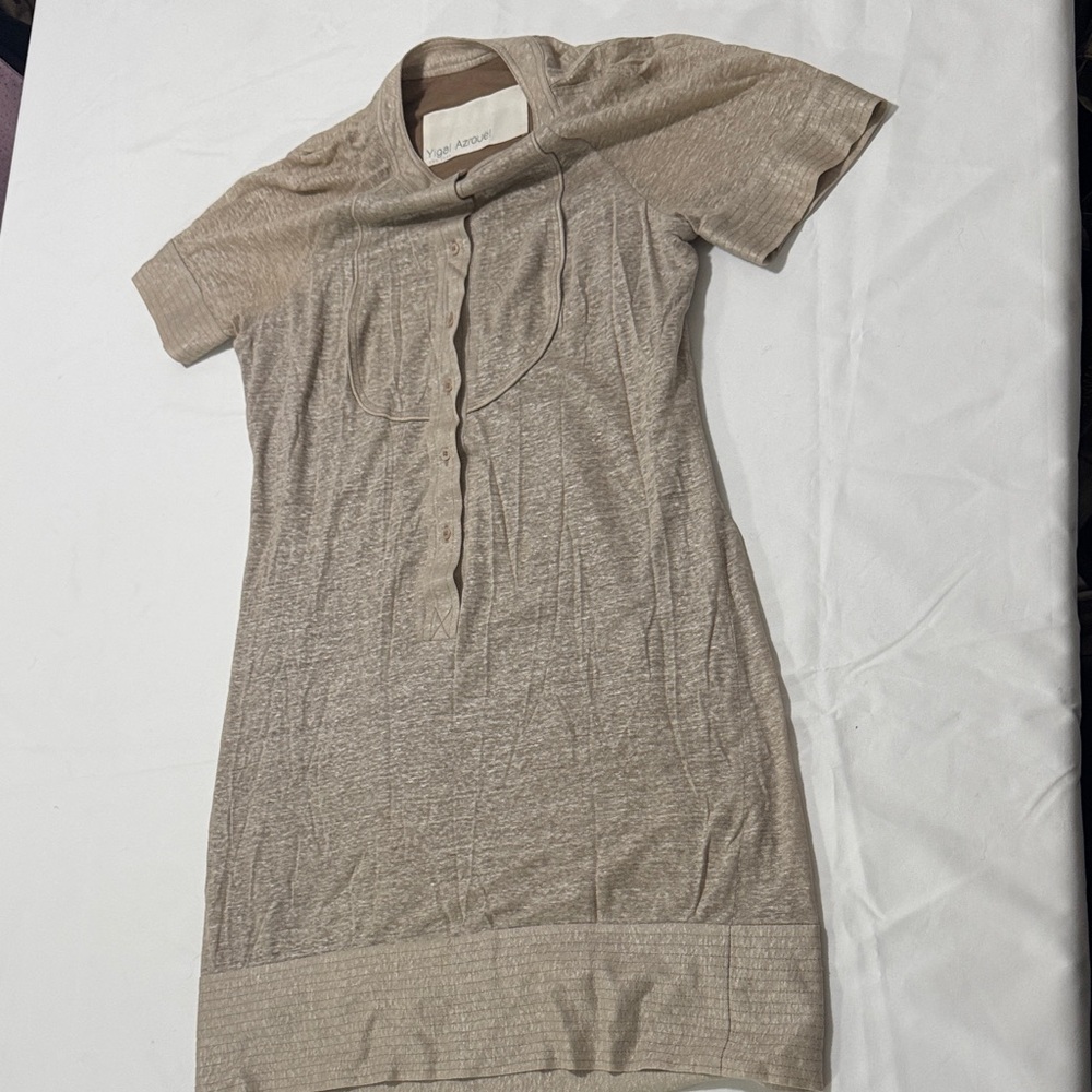 Yigal Azrouel Light Taupe Knit Button-Up Dress size 8